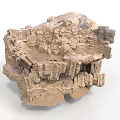 Natural Layered Rock Formation With Textured Surface And Hollow Sections