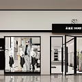 Modern Clothing Store Interior Design With Clothing Racks Glass Counter And Chandelier Lighting