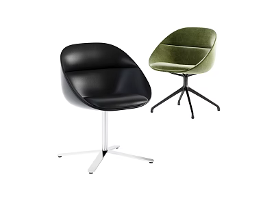 Modern Single Sofa Design With Black Leather And Green Velvet Upholstery And Metal Legs 3d model
