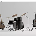 Acoustic Guitars Drum Set With Drumsticks Cymbals And Guitar Stand For Music