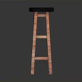 Tall Wooden Stool With Round Black Seat Cushion And Simple Design For Kitchen Use