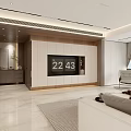 Modern Living and Dining Room With TV Wall Light Sofa And Floor to Ceiling Windows