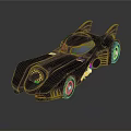 Black Batmobile Model With Futuristic Design Shiny Finish And Detailed Wheels