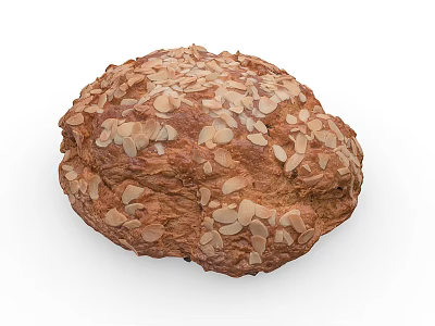 Delicious Homemade Round Bread Topped With Fresh Crunchy Almond Slices 3d model