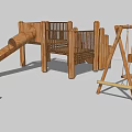 Wooden Playground Equipment With Slide Swing And Climbing Platform For Kids