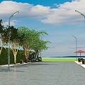 Entrance number tree hanging lighting street lighting community entrance street road landscape 3d model