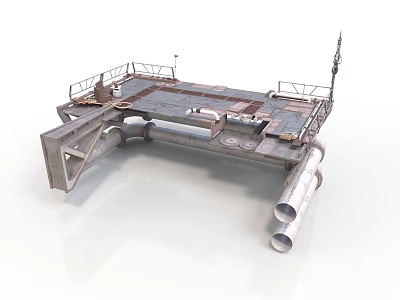 Industrial Platform Equipment With Metal Railings Pipes And Mechanical Structure 3d model