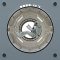 Futuristic Space Themed Window Display With Astronaut In Circular Structure Design 3d model