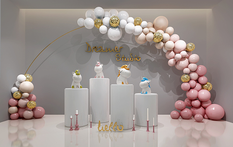 Modern beauty Chen balloon background wall 3d model