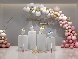 Modern beauty Chen balloon background wall 3d model