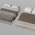 Modern Double Beds With Gray Brown Beige Bedding And White Pillows 3d model