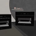 Minotli Two Black Sleek Kitchen Ovens With Digital Display On Gray Background