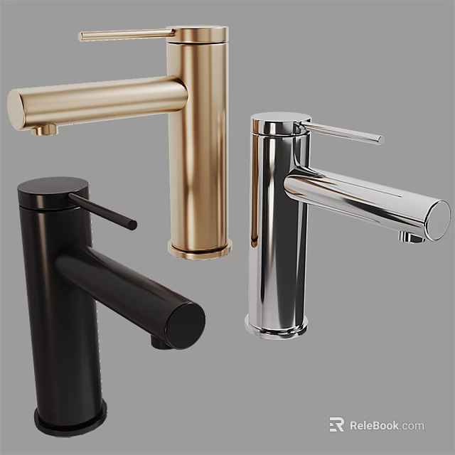 Modern Stylish Faucet Designs In Chrome Black And Gold Finishes 3d model 