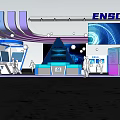 ENSCAPE Exhibition Booth Modern Design With Large Screen Colorful Lighting And Visitors At Tech Event
