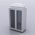 Laboratory Stainless Steel Cabinet With Glass Doors And White Equipment On Top