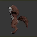 Muscular Red Fur Fox Humanoid Creature With White Chest Arm Bands Sharp Claws Outstretched Arms
