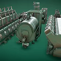 Industrial Machinery Components Featuring Pipes Tanks Control Panels And Mechanical Units