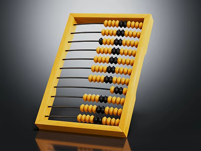 Yellow Frame Abacus as Practical Daily Necessity With Black Rods And Colorful Beads 3d model