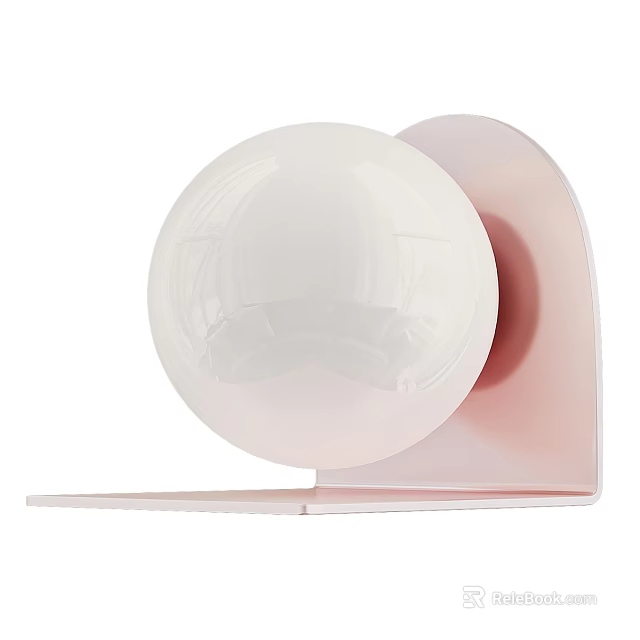 Modern Table Lamp With White Spherical Lampshade And Pink Curved Stand 3d model 