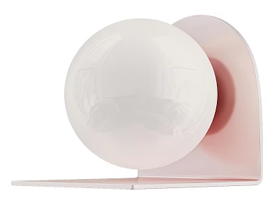 Modern Table Lamp With White Spherical Lampshade And Pink Curved Stand 3d model