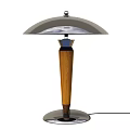 Modern Table Lamp With Wooden Stem And Silver Base Silver Dome Lampshade For Home Decor