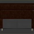 Modern Red Leather Headboard With Gray Bottom Panel And Golden Legs