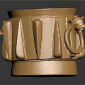 Exquisite Golden Carved Decorative Vessel With Animal Head Handles And Vertical Stripes