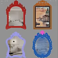 Ornate Gold Framed Wall Mirrors Reflecting Bedroom And Living Space Interiors