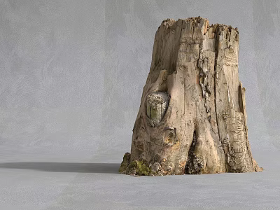 Rustic Natural Stone And Wood Stump With Aged Texture Detailed Surface 3d model