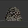 Stone Dome Structure Made of Various Stones on Stone Slab Base with Green Grass