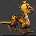 Innovative Tech Exhibition Hall Displaying Intricate Golden Dragon Model With Saddle And Rich Scales