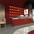 Modern Hotpot Restaurant Interior With Red Decor And Comfortable Seating Area 3d model