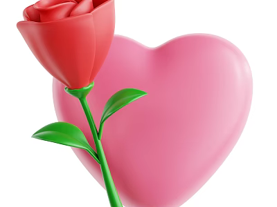 Elegant Decorative Ornament Combination with Red Rose and Pink Heart for Home Decoration 3d model