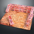 Brick Scene Structure With Yellow Brick Floor And Red Pink Surrounding Walls