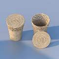 Woven Storage Baskets With Lid And Openwork Design For Home Organizing 3d model