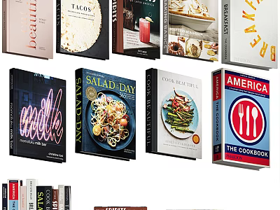 Various Cookbooks With Recipes For Different Cuisines And Popular Dishes 3d model