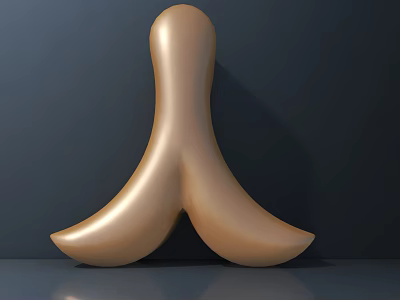 Carved Golden Abstract Sculpture With Smooth Curved Design And Shine 3d model
