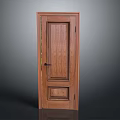 Solid Wood Hinged Door With Classic Panel Design And Black Metal Door Handle 3d model