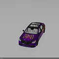 Purple Sedan Car With Colorful Patterns Number 24 And Transparent Roof