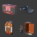 Retro nostalgic old object vintage radio microscope telephone telegraph 3d model