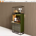 Modern Stylish Wine Cabinet With Built in Lighting Drawers And Wine Glasses