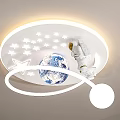 Kids Room Ceiling Light With Astronaut Globe Stars And Circular Ring Design