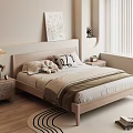 Bedroom Interior With Light Wood Bed Bedside Art Table Lamp Vase Blinds Rug And Books