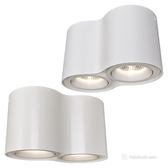 Modern White Recessed Spotlights With Double LED Heads For Interior Lighting 3d model 