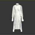 White High Neck Long Sleeve Layered Dress With Modern Minimalist Design