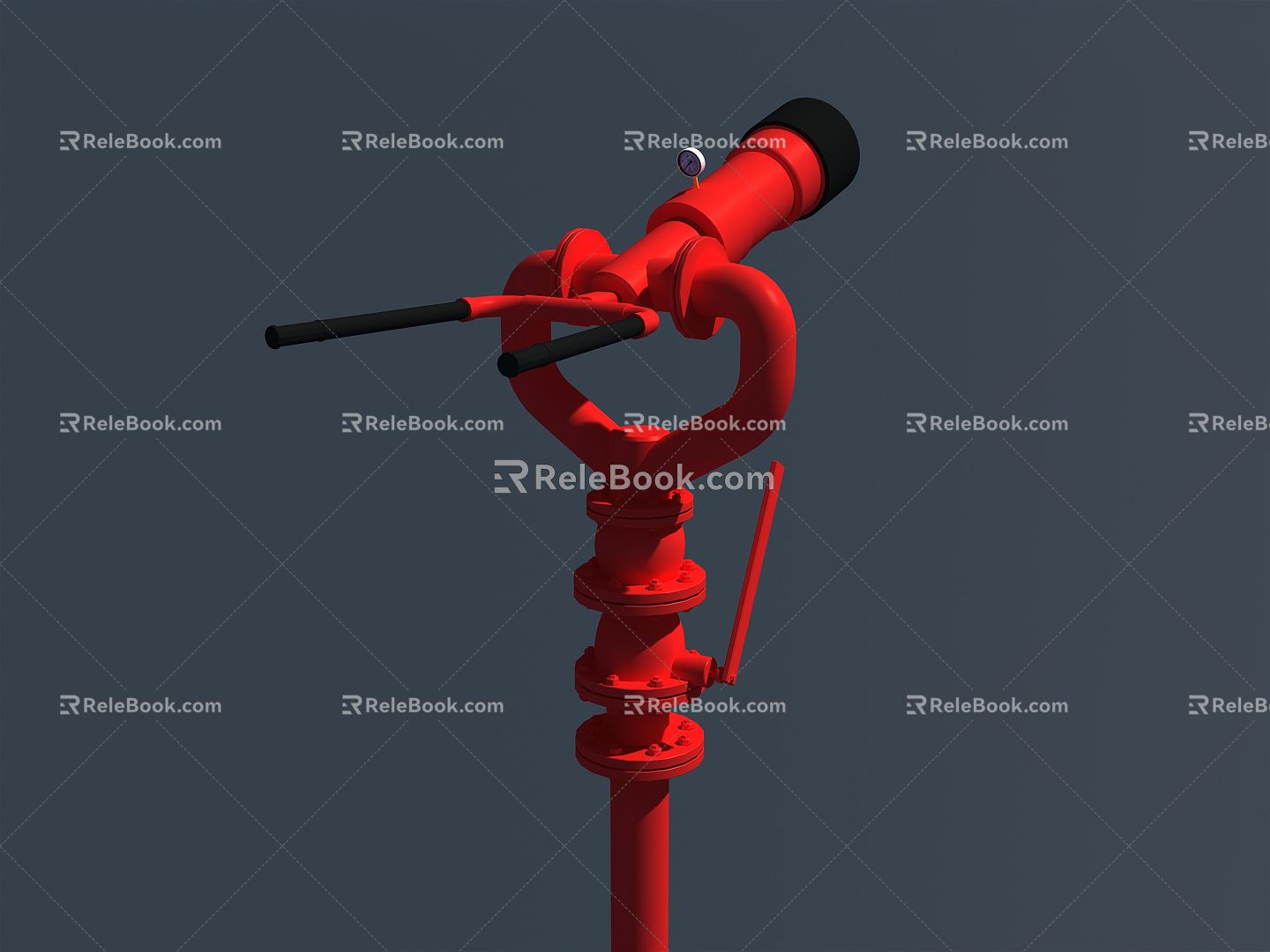 Modern fire water cannon fixed manual water cannon 3d model