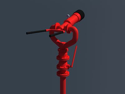 Modern fire water cannon fixed manual water cannon 3d model