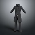Classic Formal Long Coat And Trousers Set With Button Details And Tailored Design