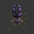 Purple Haired Character Riding On Spider Like Creature With Green Legs And Glowing Purple Back