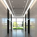 Elegant Bright Luxury Marble Company Reception Lobby With Comfortable Lounge Seating And Artistic Chandelier